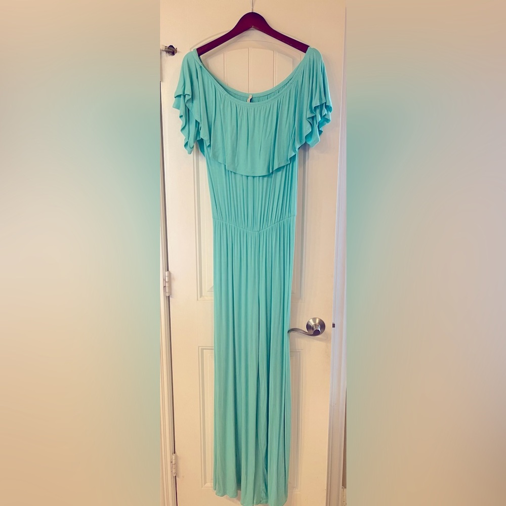Super soft jumpsuit! Never worn! Soft turquoise.